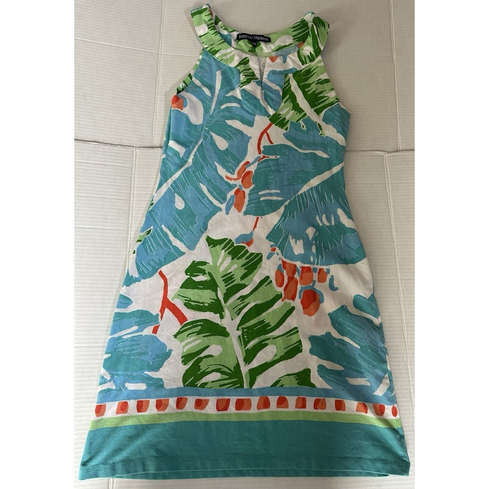 Barbara Erickson size XS women's sleeveless dress multicolor tropical